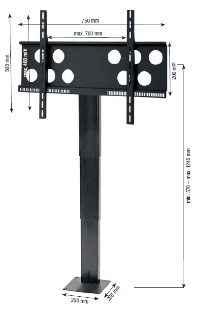 Einbaulift Abmessungen Einbau Lift für Displays